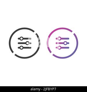 Setting sliders icon button, in solid and gradient color Stock Vector