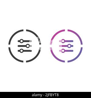Setting sliders icon button, in solid and gradient color Stock Vector