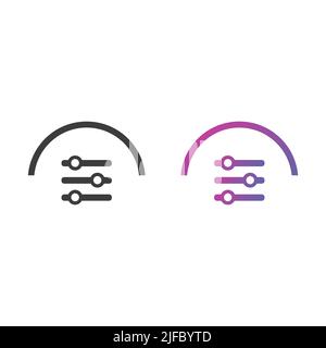 Setting sliders icon button, in solid and gradient color Stock Vector