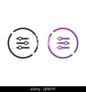 Setting sliders icon button, in solid and gradient color Stock Vector