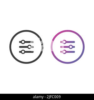 Setting sliders icon button, in solid and gradient color Stock Vector