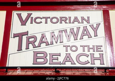 Scarborough, UK - 8th June 2022: A sign at the historic Victorian Cliff Tramway in Scarborough, Yorkshire, UK. Stock Photo