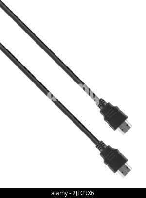 HDMI connector with cable isolated on white background Stock Photo