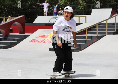 Rome, Lazio, Italy. 1st July, 2022. At Parco del Colle Oppio in Rome, the World Championship of skateboarding.In this picture Margielyn Didal (Credit Image: © Paolo Pizzi/Pacific Press via ZUMA Press Wire) Credit: ZUMA Press, Inc./Alamy Live News Stock Photo