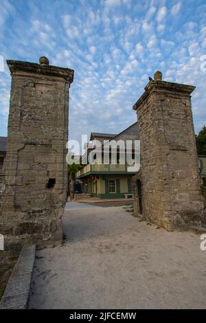 The historic City Gate of St. Augustine, Florida erected in 1808 Stock Photo