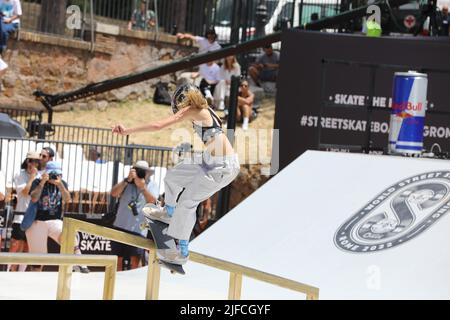 Roma, Italy. 01st July, 2022. At Parco del Colle Oppio in Rome, the World Championship of skateboarding.In this picture (Photo by Paolo Pizzi/Pacific Press/Sipa USA) Credit: Sipa USA/Alamy Live News Stock Photo