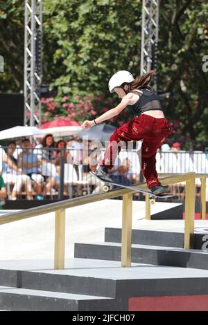 Roma, Italy. 01st July, 2022. At Parco del Colle Oppio in Rome, the World Championship of skateboarding. In this picture (Photo by Paolo Pizzi/Pacific Press/Sipa USA) Credit: Sipa USA/Alamy Live News Stock Photo