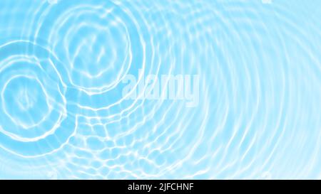 The surface of light on the light blue transparent swimming pool water background. Abstract wavy background. Water waves in sunlight banner. Trendy Stock Photo