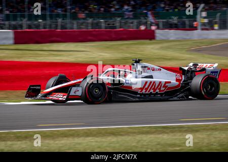 Silverstone, UK, 01st Jul 2022, Kevin Magnussen, from Denmark competes for Haas F1 . Practice, round 10 of the 2022 Formula 1 championship. Credit: Michael Potts/Alamy Live News Stock Photo