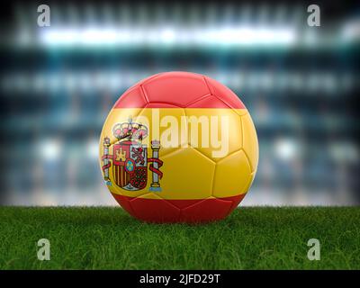 Soccer ball Spain flag on a white background. 3D illustration Stock ...