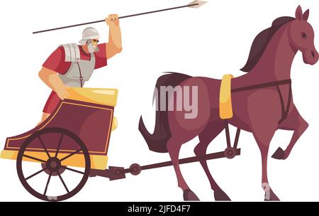 Cartoon icon with gladiator riding cart vector illustration Stock Vector