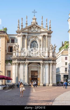 Turin, Italy. June 16, 2022. Santa Cristina church built in 17th Century. Filippo Juvarra designed its facade in 18th century Stock Photo