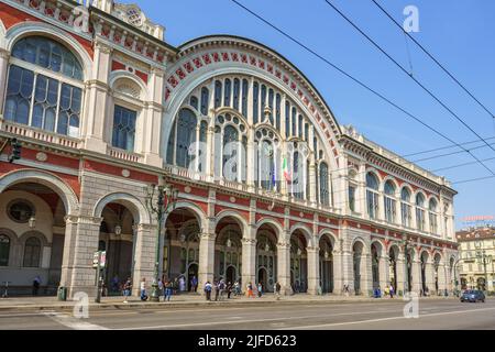 Turin, Italy. June 16, 2022. Facade of Torino Puorta Nova railway station Stock Photo