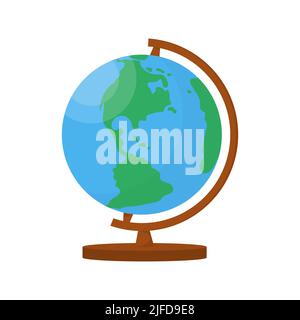 Desktop globe isolated on white background. School supplies. Flat vector illustration Stock Vector