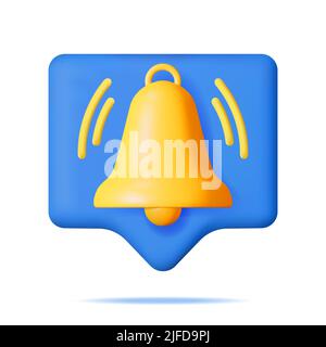 3D Notification Bubble with Bell Icon. Stock Vector