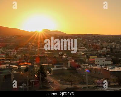 sunset in the mountains of Mehrabad, Tehran in Iran Stock Photo