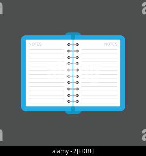 Diary icon in flat style. Notebook vector illustration on isolated background. Notepad sign business concept. Stock Vector
