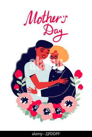 Mothers Day celebration. Happy elderly african american woman and ...