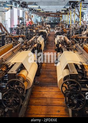 Quarry Bank Mill (also known as Styal Mill) in Styal, Cheshire, in northwest England. It is one of the best preserved textile factories of the Industr Stock Photo