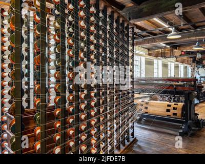 Quarry Bank Mill (also known as Styal Mill) in Styal, Cheshire, in northwest England. It is one of the best preserved textile factories of the Industr Stock Photo