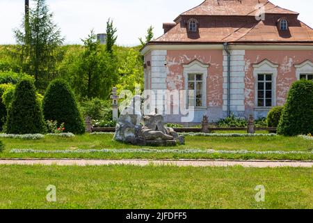 Chinese Palace and Grand Palace in Zolochiv Castle, a residence of the Sobieski noble family on a hill . Zolochiv, Ukraine. Stock Photo