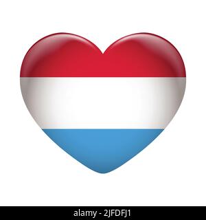 Luxembourg flag icon isolated on white background. Luxembourg flag. Flag icon glossy. Stock Vector