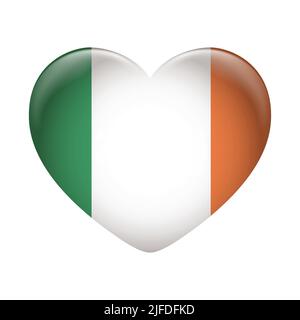 Ireland flag icon isolated on white background. Ireland flag. Flag icon glossy. Stock Vector