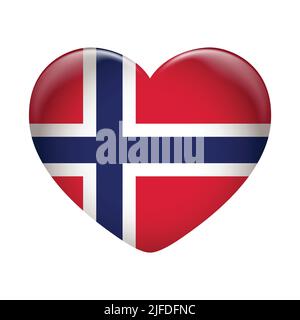 Norway flag icon isolated on white background. Norway flag. Flag icon glossy. Stock Vector
