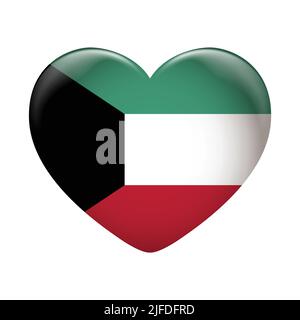 Kuwait flag icon isolated on white background. Kuwait flag. Flag icon glossy. Stock Vector