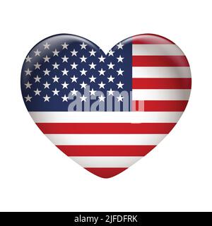 United States Of America flag icon isolated on white background. USA flag. Flag icon glossy. Stock Vector
