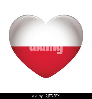 Poland flag icon isolated on white background. Poland flag. Flag icon glossy. Stock Vector