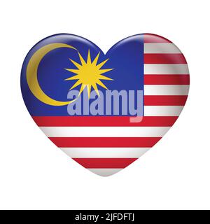 Malaysia flag icon isolated on white background. Malaysia flag. Flag icon glossy. Stock Vector