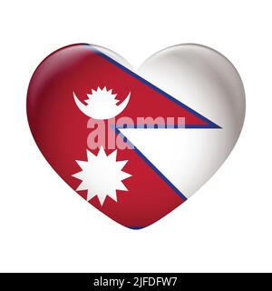 Nepal flag icon isolated on white background. Nepal flag. Flag icon glossy. Stock Vector