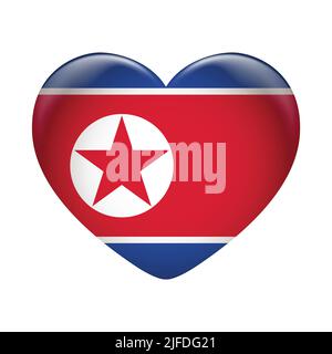 North Korea flag icon isolated on white background. North Korea flag. Flag icon glossy. Stock Vector