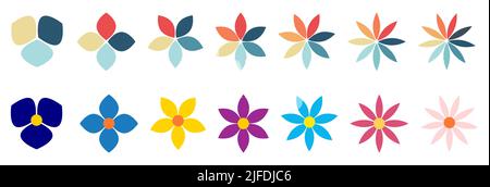 Flower like shapes with different number of petals, can be used as infographics element with three to nine options Stock Vector