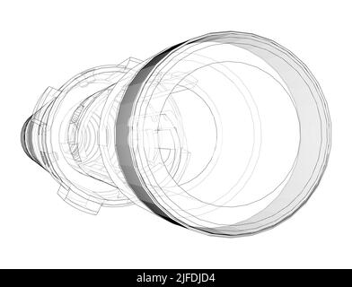 Outline drawing or sketch of cylindrical device Stock Vector