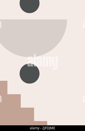 Geometric poster. Abstract prints and wall decor. Modern minimalistic neutral artistic print. Boho style. Minimalism. Stock Vector