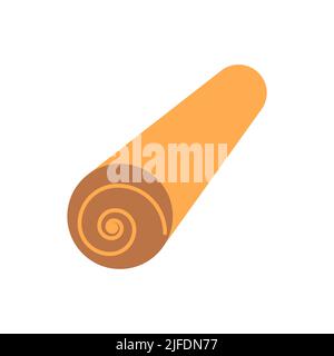 Carpet or cozy mat cartoon floor decoration interior. Round rug or roll cloth rag fabric vector illustration. Indoor room decorative fabric element. F Stock Vector