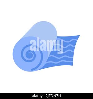 Carpet or cozy mat cartoon floor decoration interior. Round rug or roll cloth rag fabric vector illustration. Indoor room decorative fabric element. F Stock Vector
