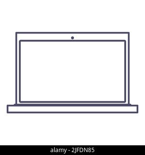 Laptop outline computer vector technology design illustration. Isolated white notebook screen and business modern icon. Communication device equipment Stock Vector