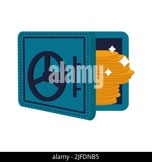 Banking safe security vector illustration. Bank safety finance and protection money. Metal lock door icon and steel business deposit isolated white. W Stock Vector