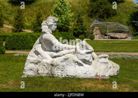 Sculpture of a woman in the garden around Chinese Palace and Grand Palace in Zolochiv Castle, a residence of the Sobieski noble family on a hill . Zol Stock Photo