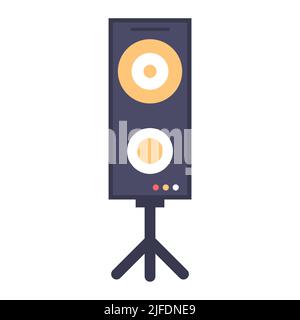 Music column vector illustration. Sound voice and art audio bass entertainment. Musical symbol speaker and stereo loudspeaker disco equipment icon. Po Stock Vector