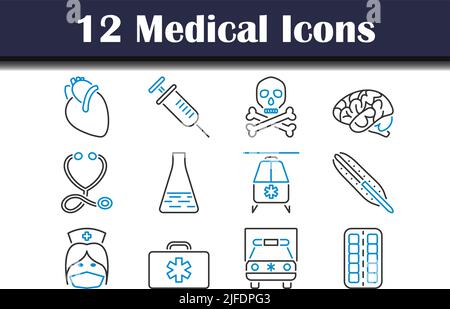 Medical Icon Set. Editable Bold Outline With Color Fill Design. Vector ...