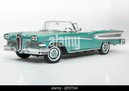 Model of an old convertible car originally manufactured in the year 1958. Stock Photo