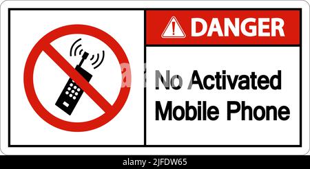 Danger No Activated Mobile Phone Sign On White Background Stock Vector