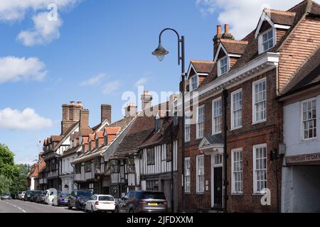 EAST GRINSTEAD, WEST SUSSEX, UK - JULY 1 : View of the High Street in East Grinstead on July 1, 2022 Stock Photo