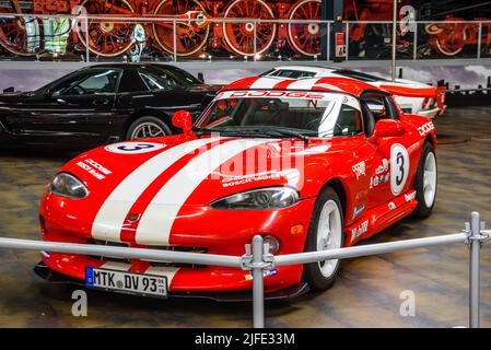SINSHEIM, GERMANY - MAI 2022: red cabrio roadster Doge Viper RT 10 racing car 1993 394ps Stock Photo