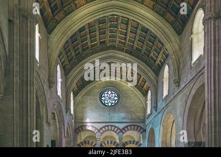 Cordoba, Andalucia, Spain - interior of the Mezquita, or Mosque Cathedral, ceiling of cathedral with stained glass windows Stock Photo