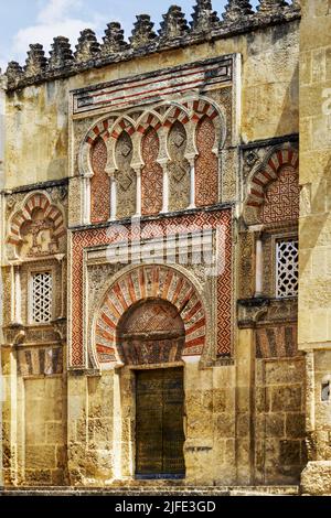 Cordoba, Andalucia, Spain - Beautiful Gate of San Esteban, one of the doorways into the medieval Mezquita or Mosque Cathedral Stock Photo